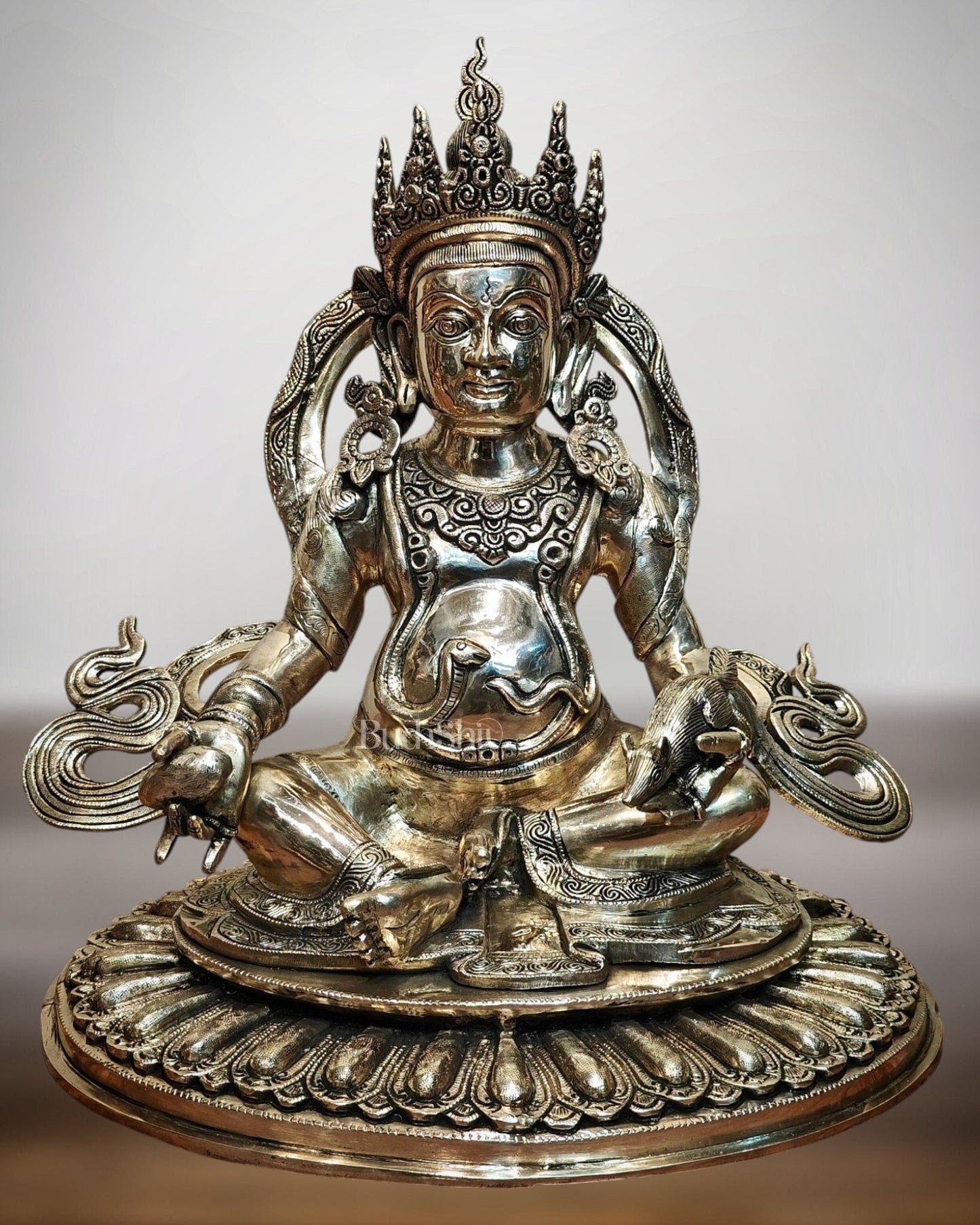 Pure Brass Large Lord Kubera Statue – The God of Wealth & Prosperity 20 inch - Sama Homes Idol - Brass Sculpture