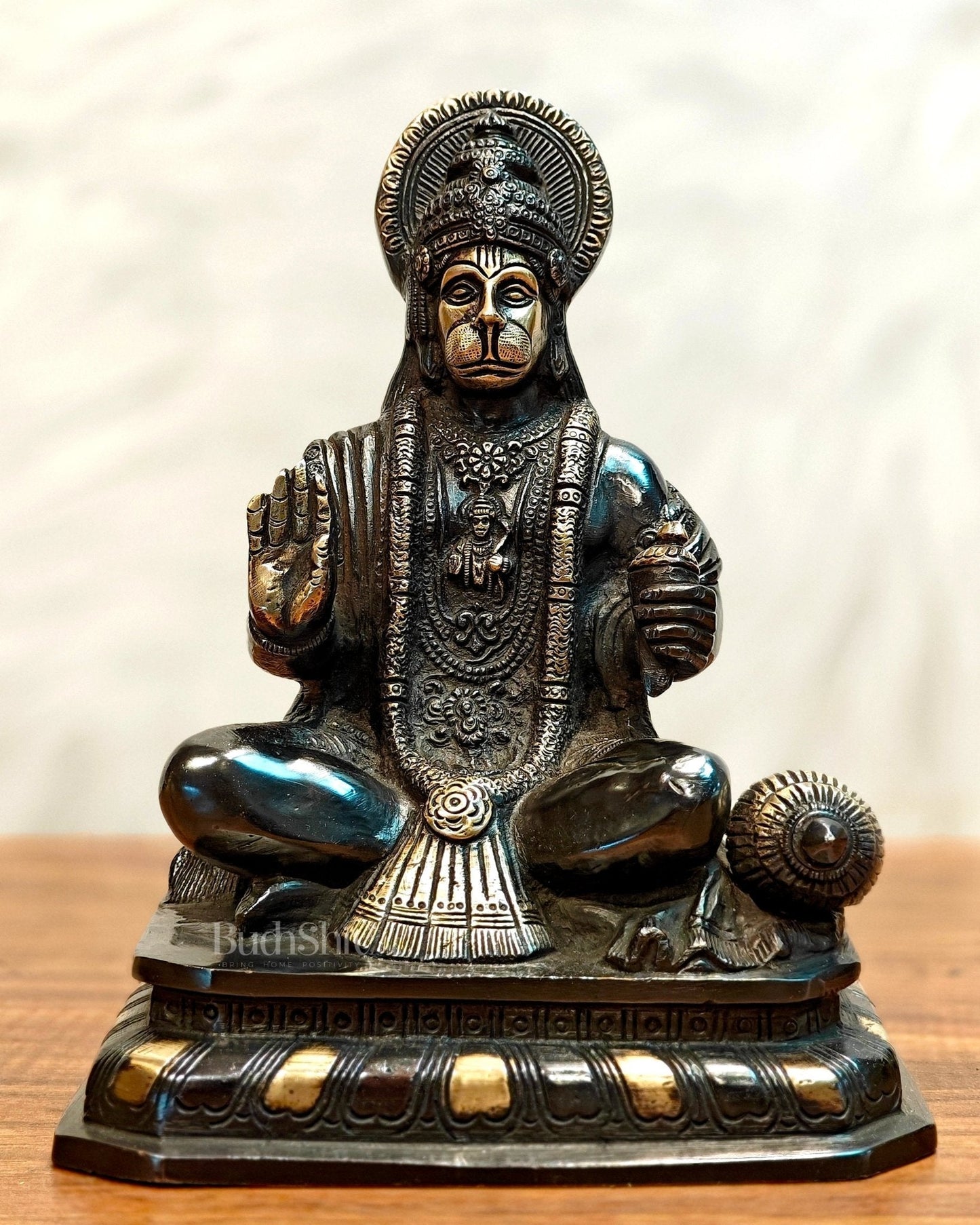 Pure Brass Lord Hanuman Statue - 8.5 inch - Sama Homes Idol - Brass Sculpture