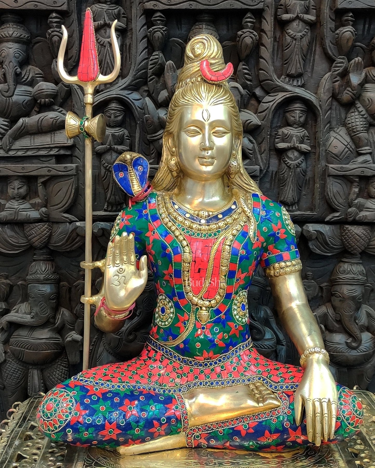 Pure Brass Lord Shiva Statue - Handcrafted 20 inch - Sama Homes Idol - Brass Sculpture