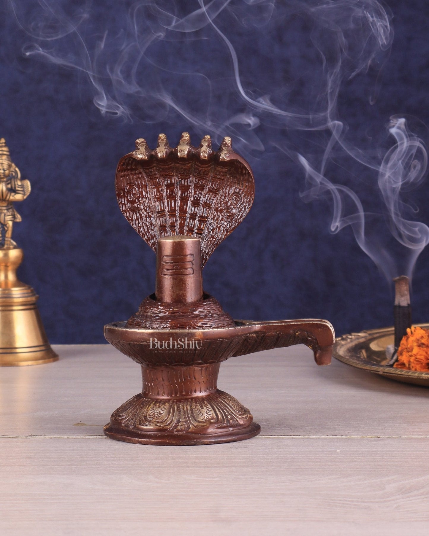 Pure Brass Shivling with Copper Tone | Compact and Auspicious - Sama Homes Idol - Brass Sculpture