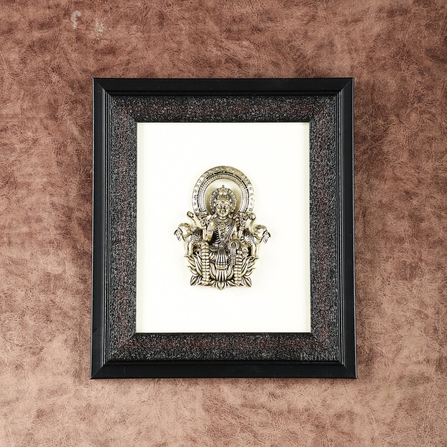 Pure Brass Superfine Goddess Dhan Lakshmi Hanging on Wooden Frame - 9.5 Inch - Sama Homes Idol - Brass Sculpture