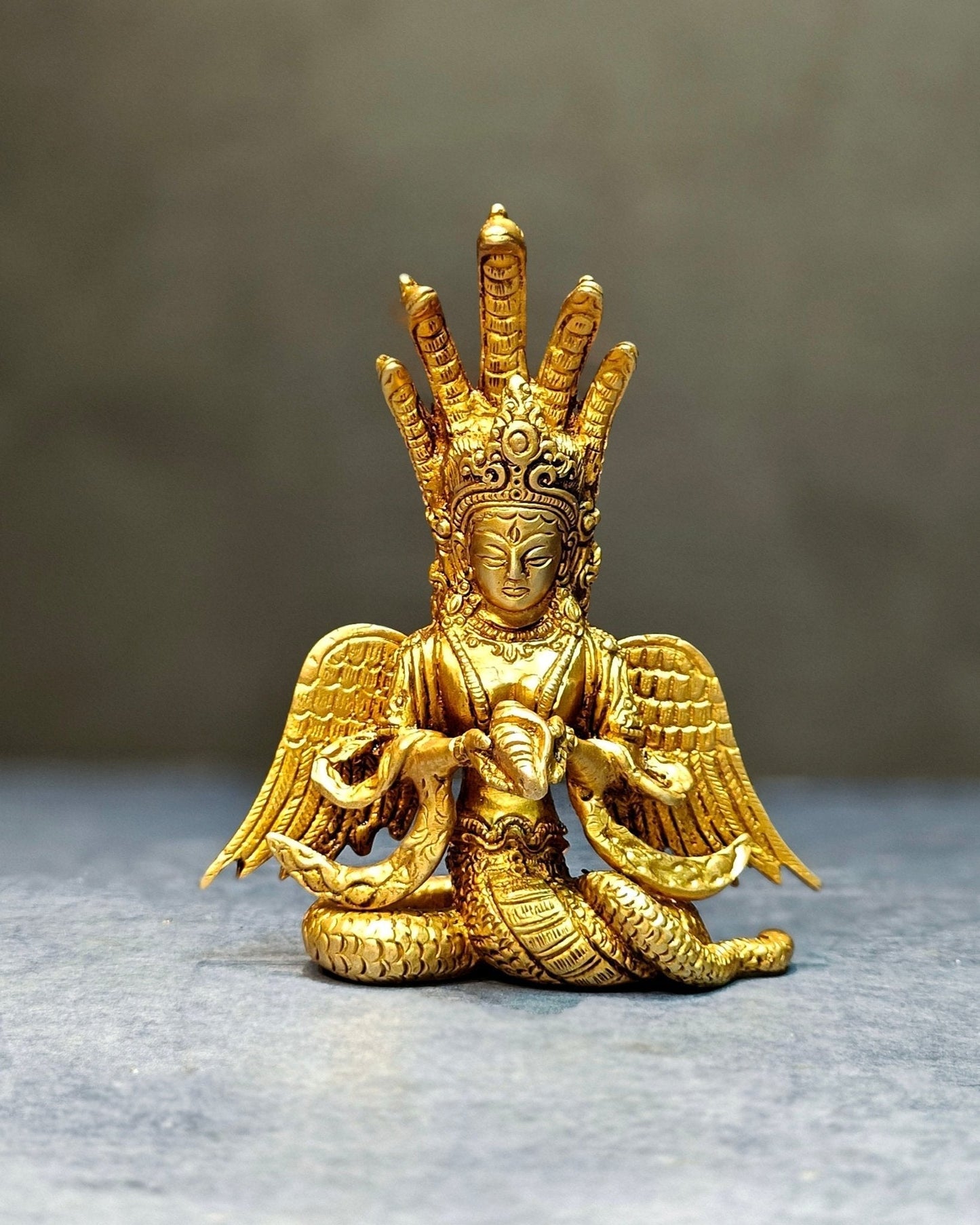 Pure Brass Superfine Naaga Kanya Idol | 5.5" - Sama Homes Idol - Brass Sculpture