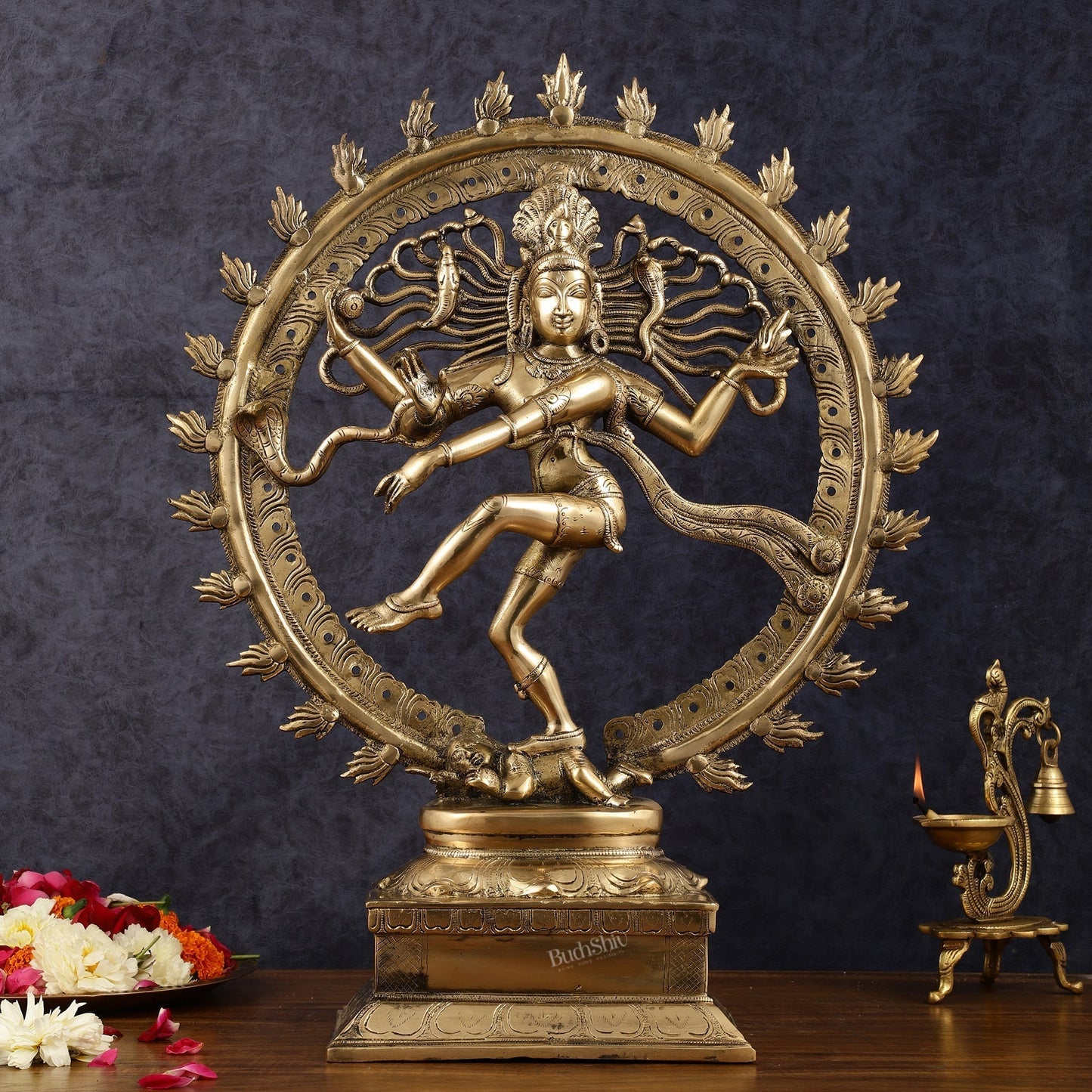 Pure Brass Unique Dancing Shiva Nataraja Statue - Height 21" - Sama Homes Idol - Brass Sculpture