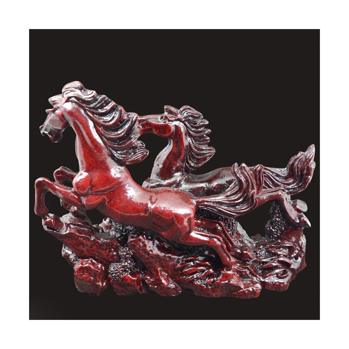 2 Red Porcelain Running Horses