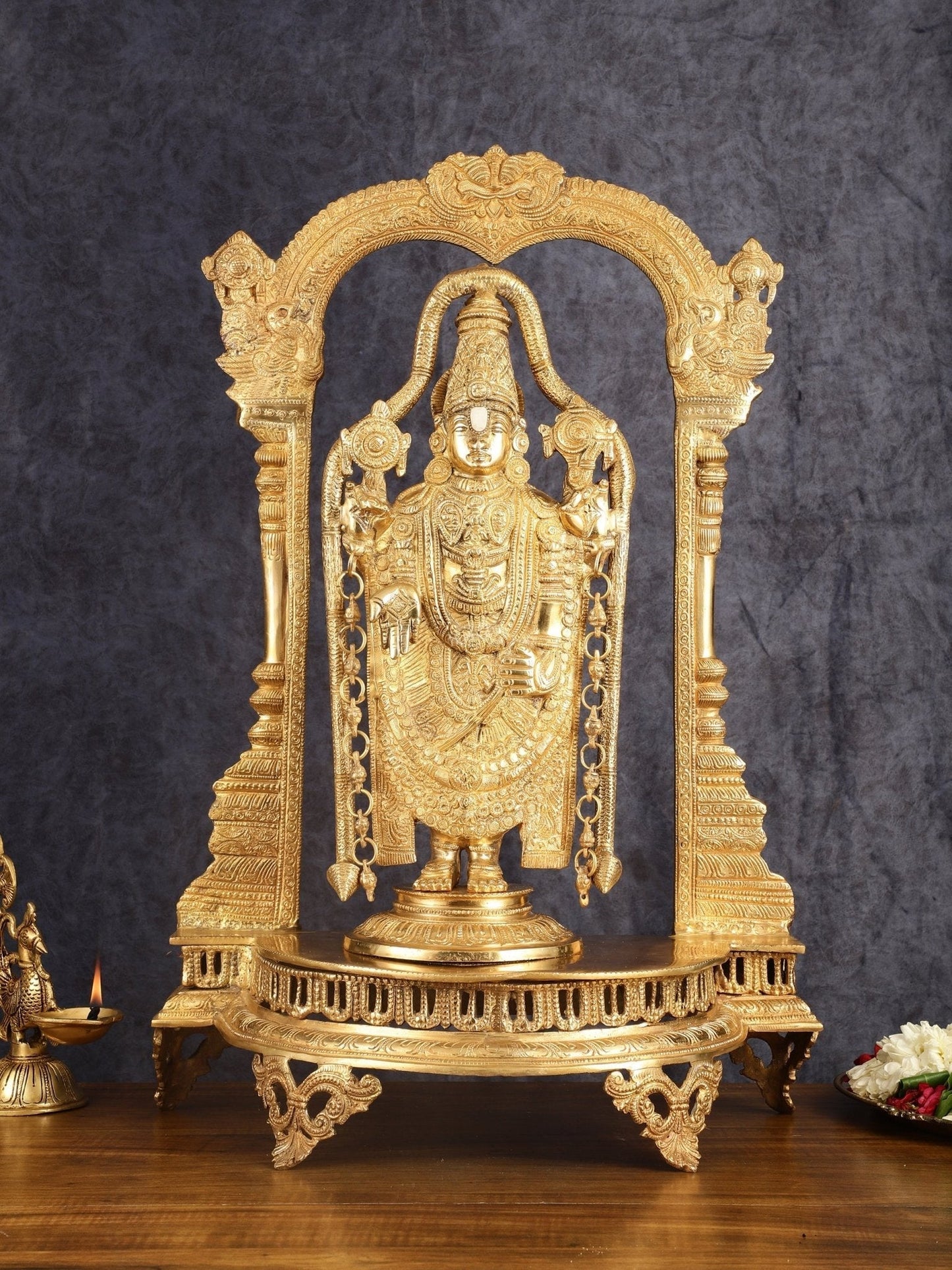 Tirupati Balaji Brass Idol 25 inches - Sama Homes Idol - Brass Sculpture