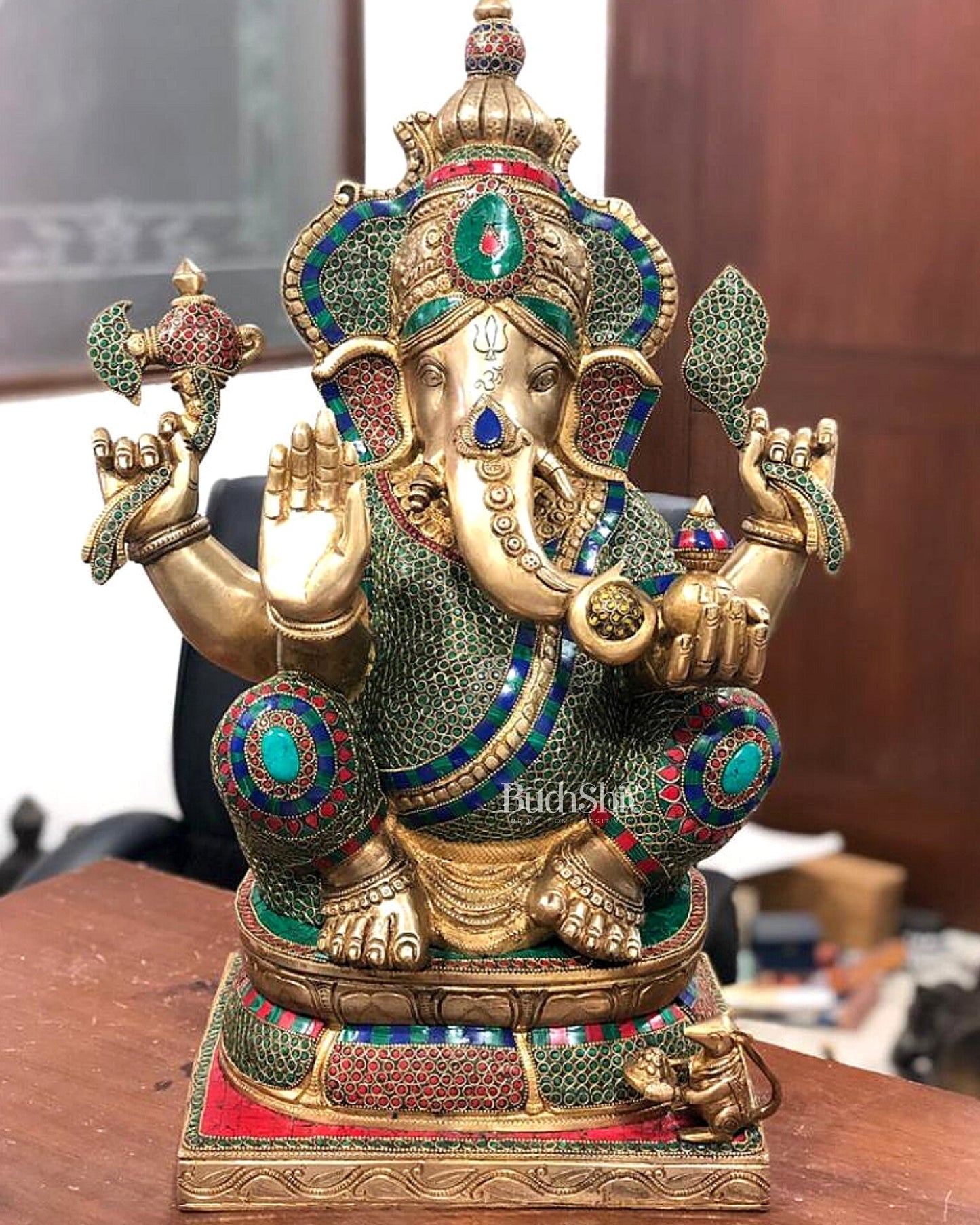 Unique and Magnificent Handcrafted Brass Ganapati Statue - 24" Height - Sama Homes Idol - Brass Sculpture