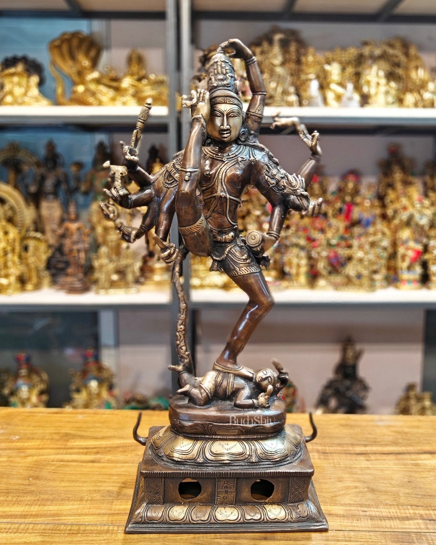 Urdhava Tandava Intricate 26-Inch Brass Tripurantaka Lord Shiva Statue - Sama Homes Idol - Brass Sculpture