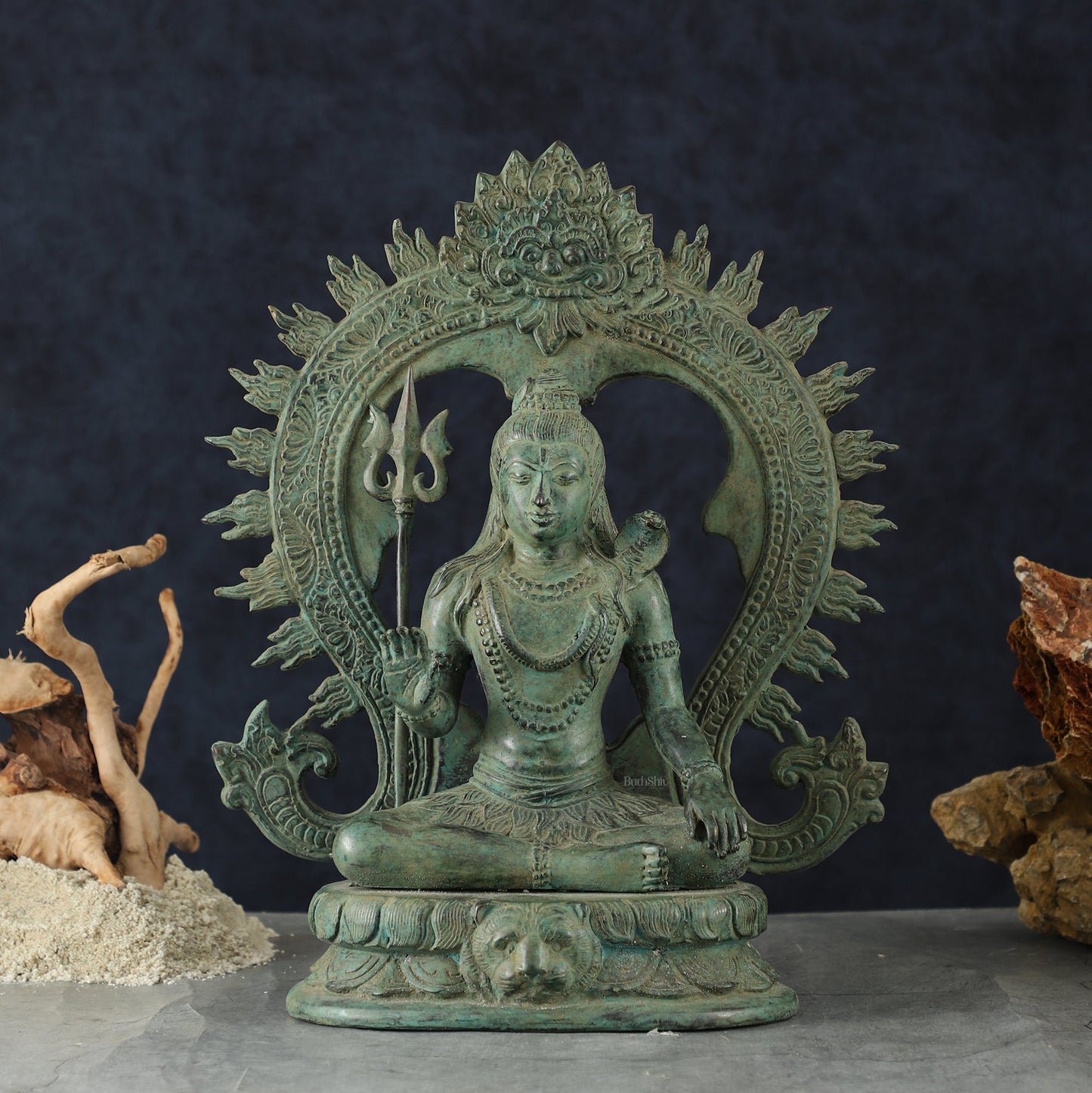 Bronze Lord Shiva Blessing Statue with Arch – 14" Height - Sama Homes Idol - Brass Sculpture