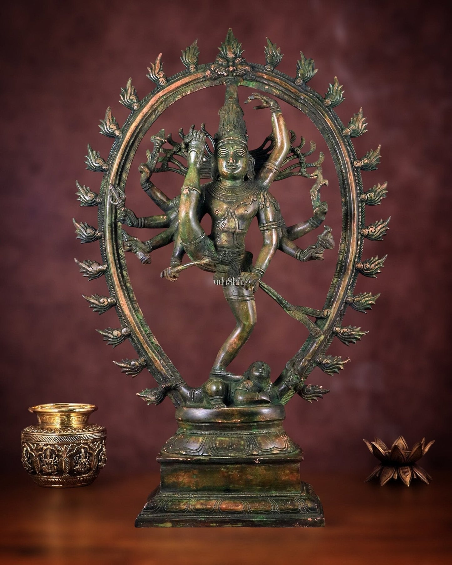 Vintage Brass Urdhava Tandava Nataraja Statue - 24.5 inch - Sama Homes Idol - Brass Sculpture