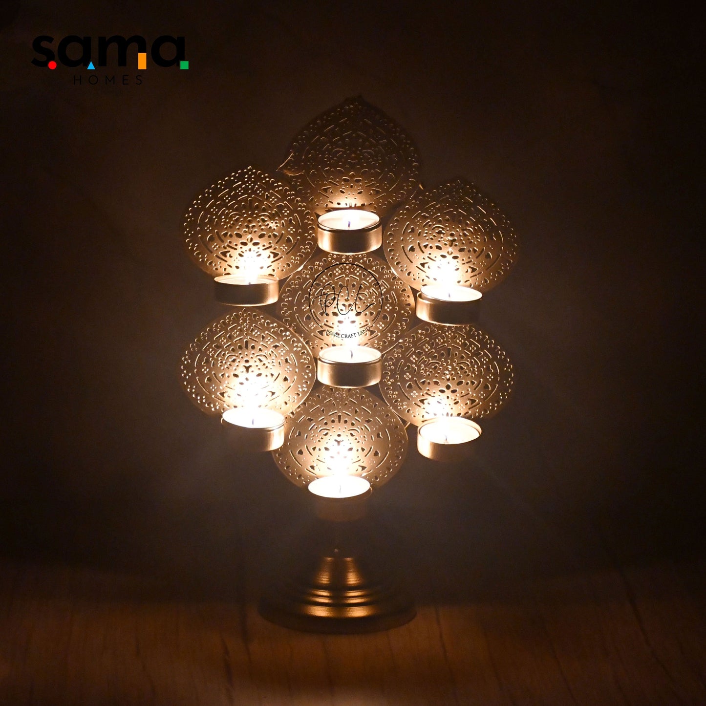 Exclusive Betel Leaf Design Tea-Light Candle Holder with Stand - Sama Homes