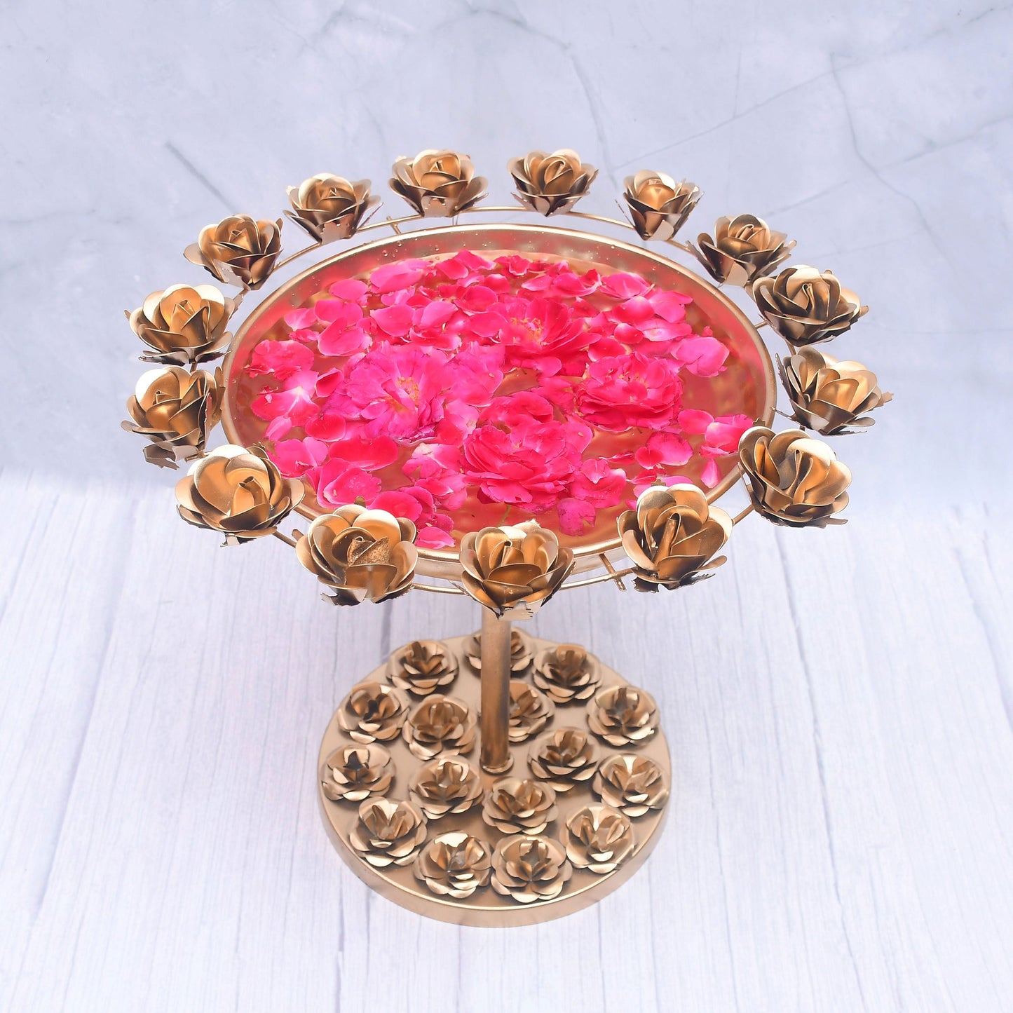 Beautifully Designed Brass Rose Urli | Home Decor Bowl | Festival - Sama Homes