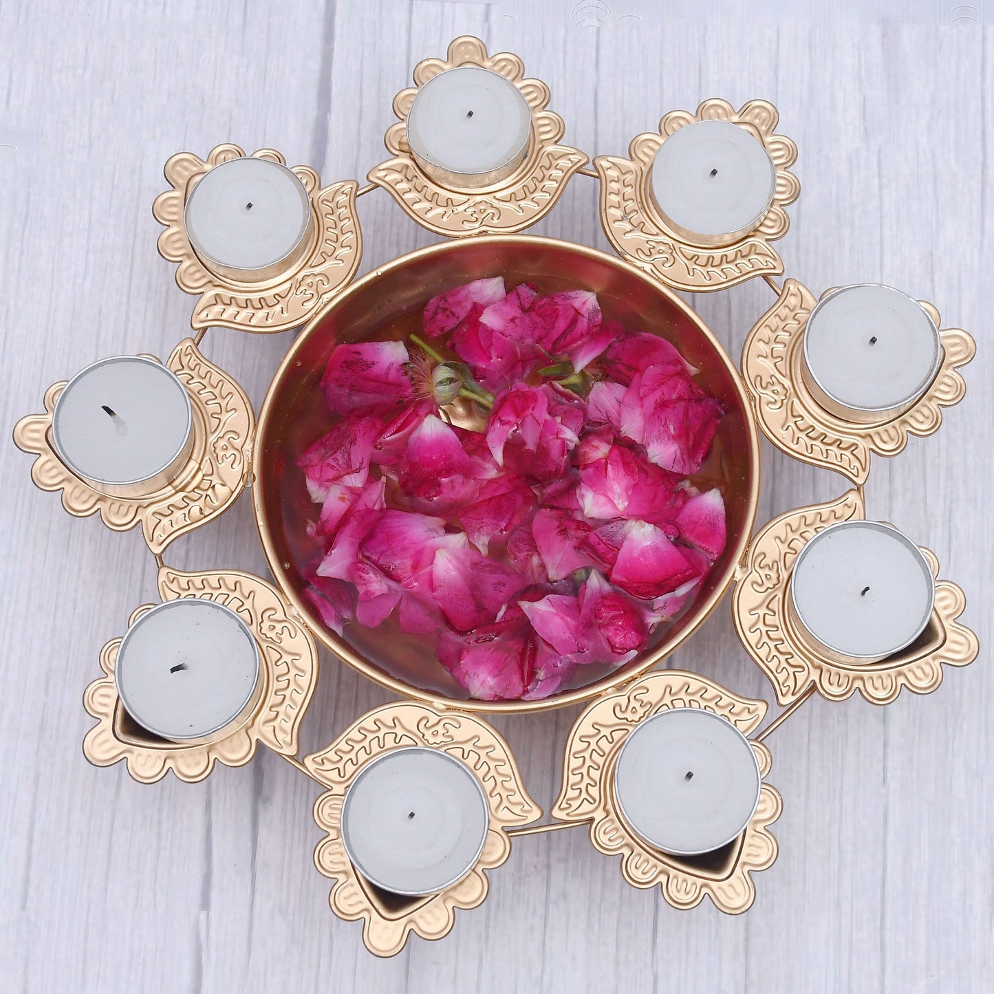 Exclusive Leaf Design Urli with Tea-Light Holder Set Of 3 - Sama Homes