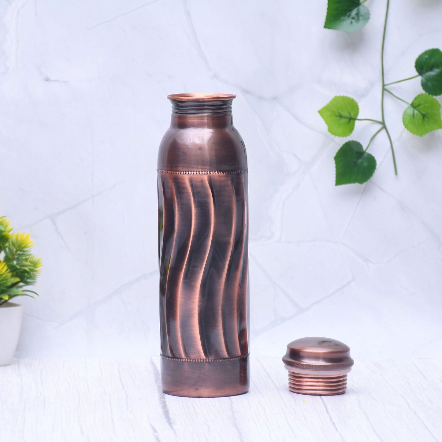Pure Copper Water Bottle Antique Swirl Design Capacity 1000ML - Sama Homes