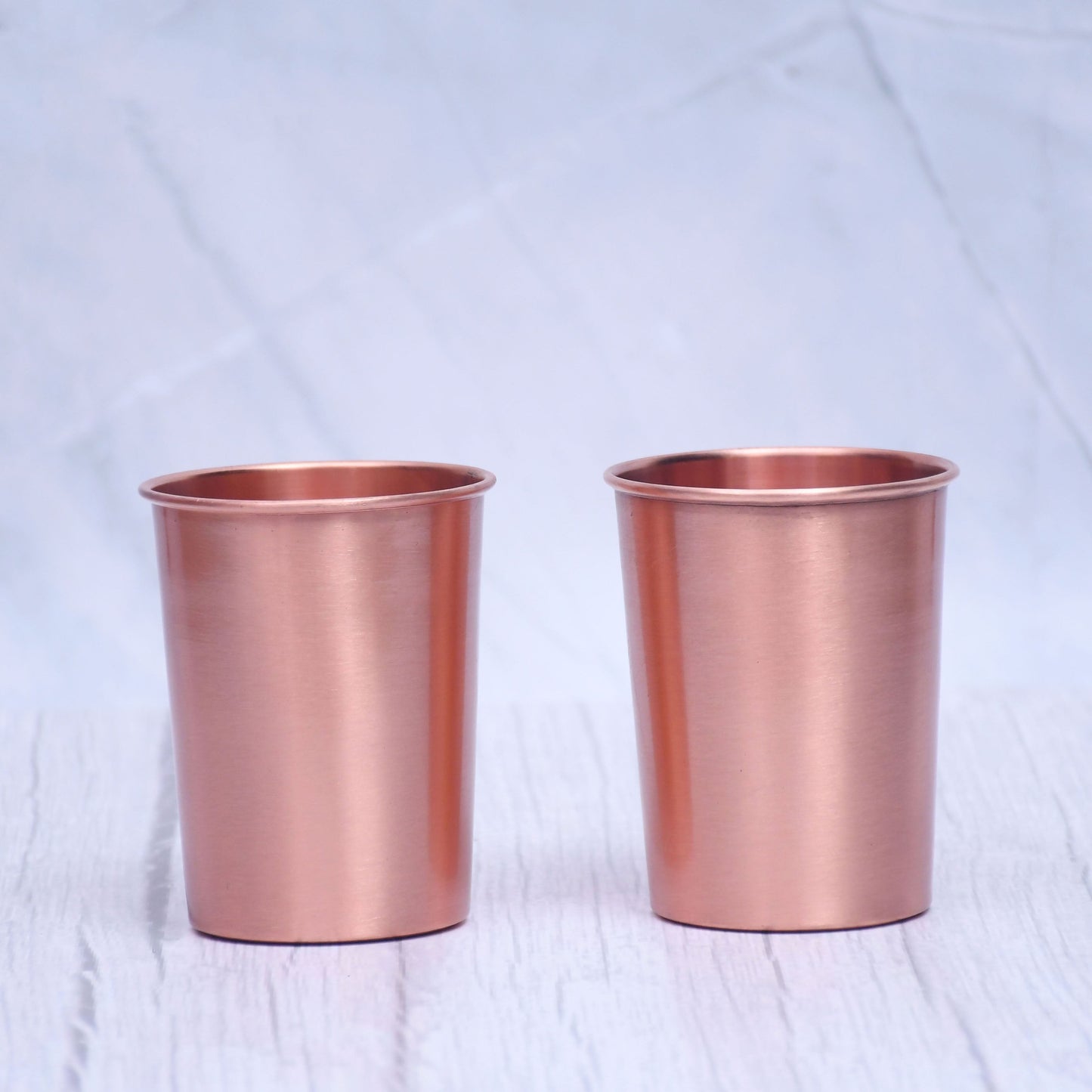 Pure Copper Plain Glossy Water Glass Set of 2 Tumbler Capacity 300ML - Sama Homes