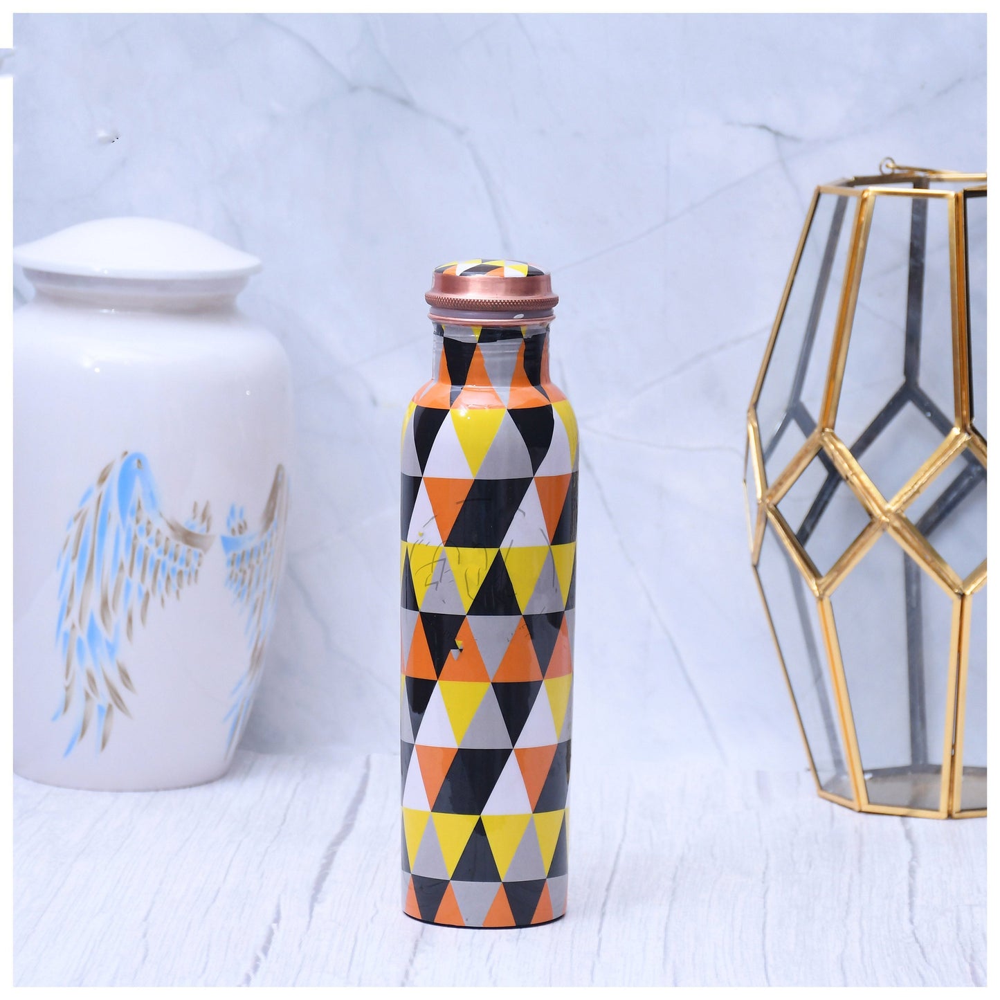 Exclusive Geometric Designed Pure Copper Bottle Leak Proof Capacity 1000 ML - Sama Homes