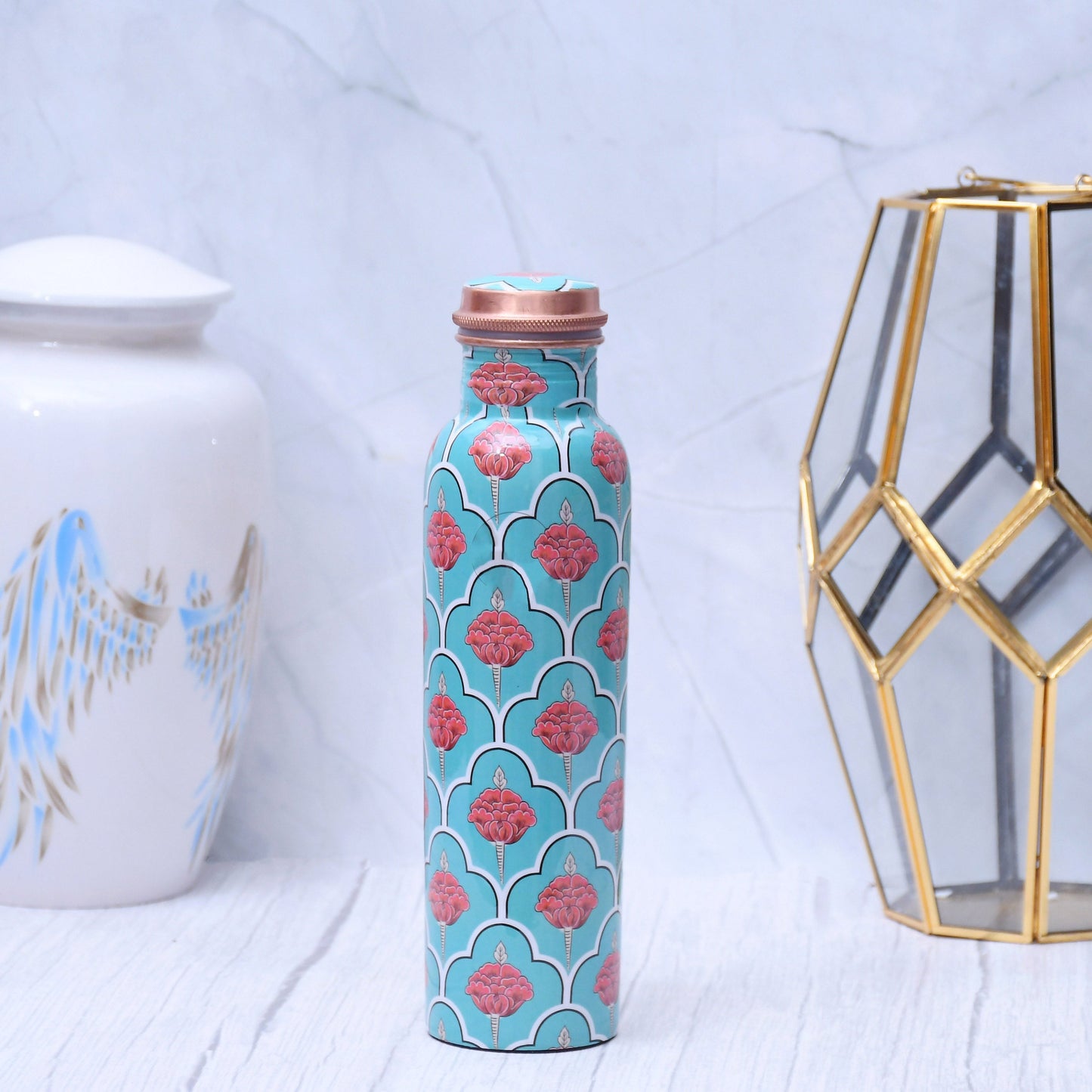 Exclusive Refreshing Green Digital Printed Copper Water Bottle Leak Proof Capacity 1000 ML - Sama Homes