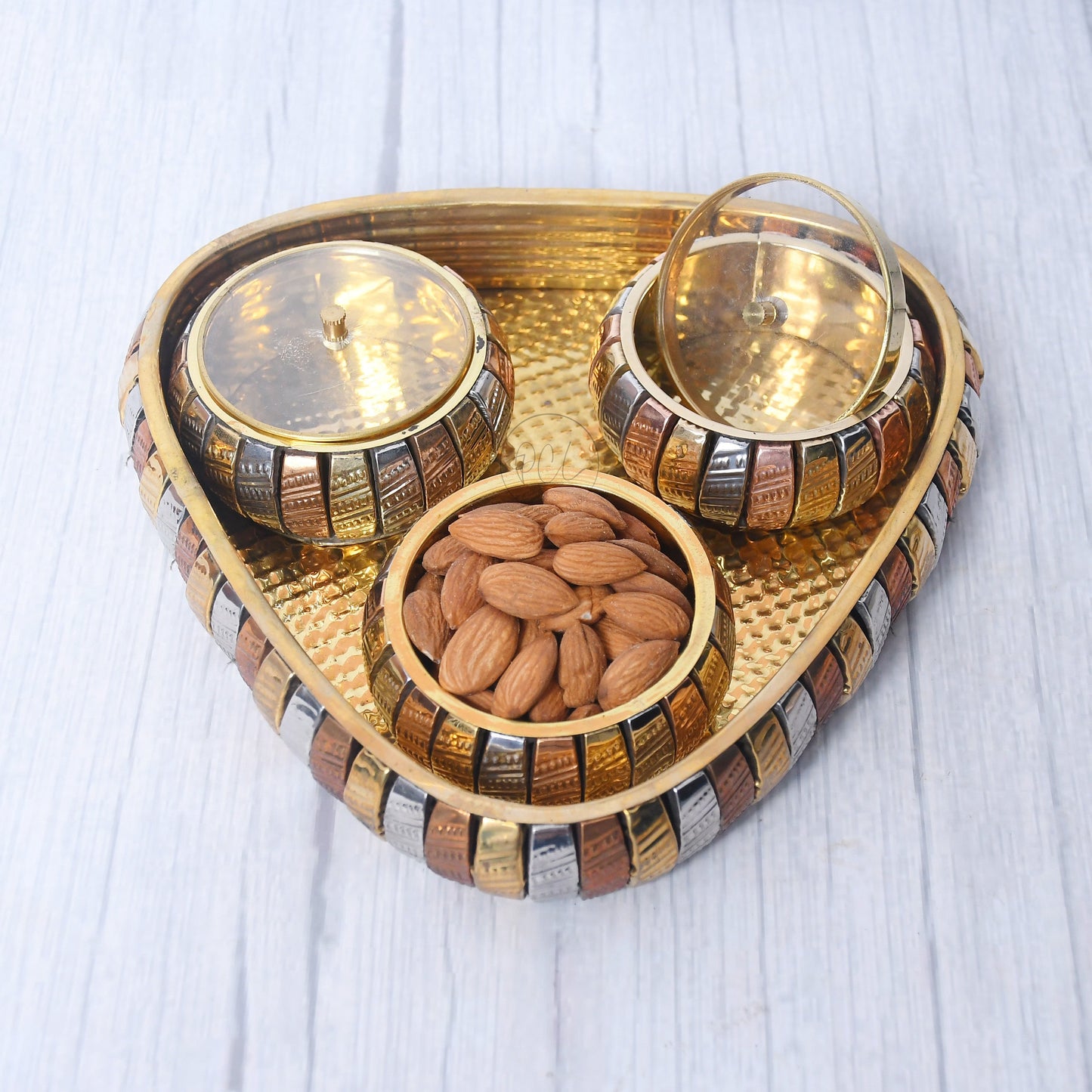 Multipurpose Brass Supari Set Decorative Box Container Set of 4 - Sama Homes