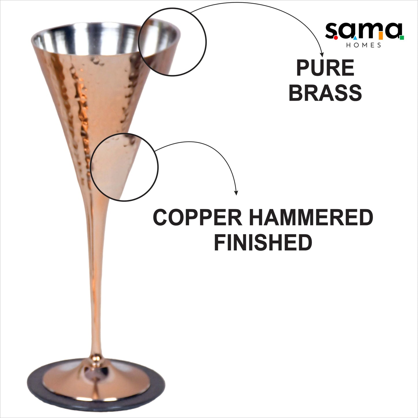 Handcrafted Copper Goblet Glasses – Elegant Conical Design | Set of 2 - Sama Homes