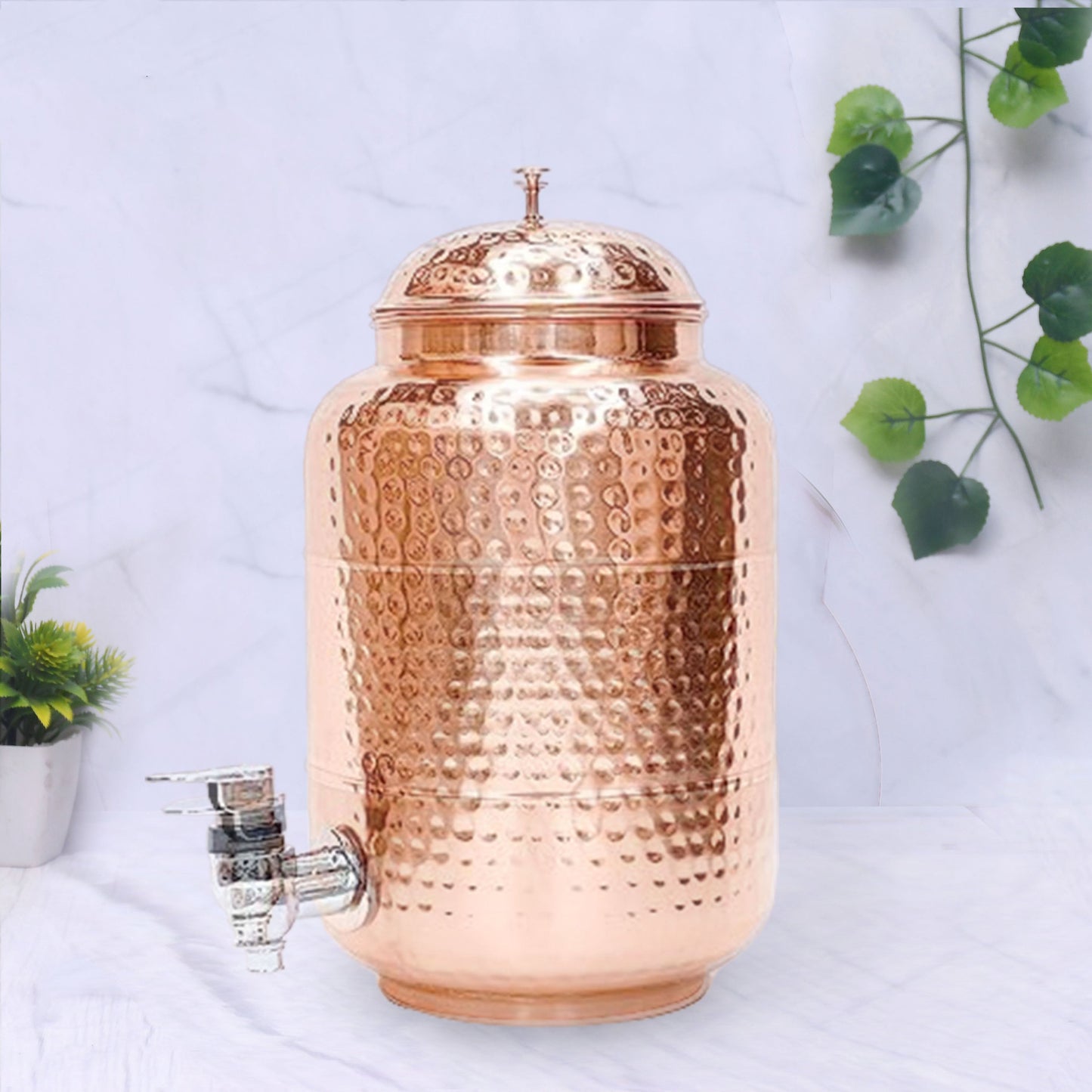 Pure Copper Full Hammered Water Dispenser (Matka) 5000ML - Sama Homes