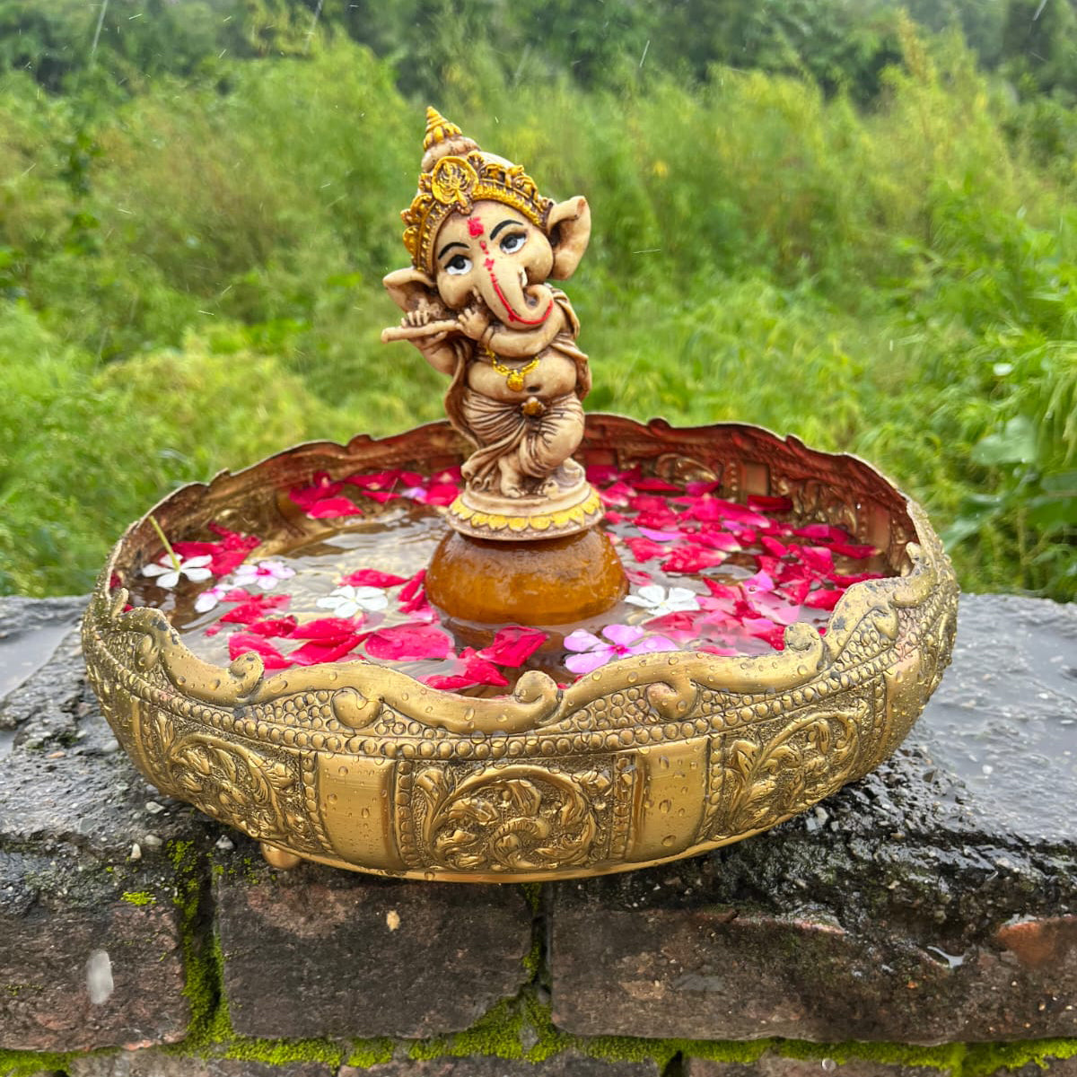 Brass Antique Padma Urli for Home Décor | Handcrafted Traditional Lotus Urli Bowl - Sama Homes
