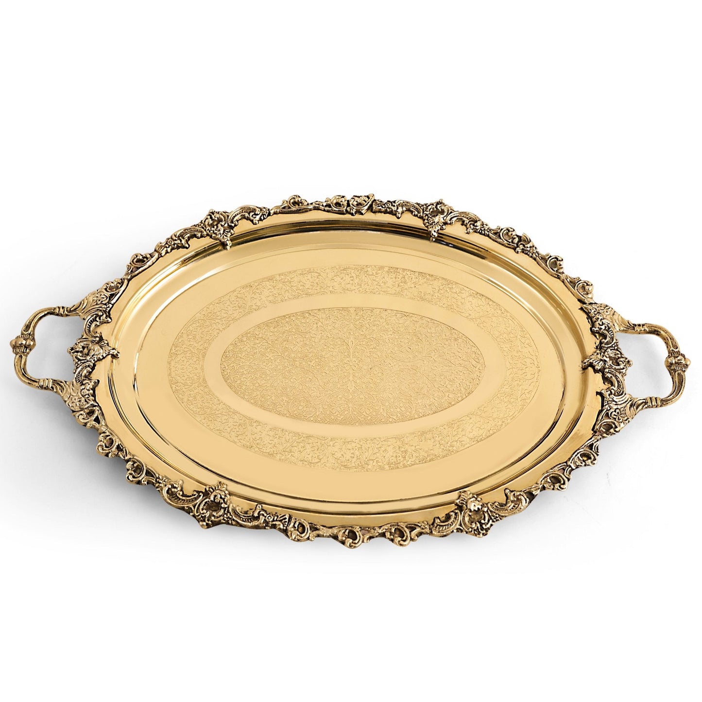 Handcrafted Brass Mughal Maharaja Serving Tray - Elegant Traditional Serveware - Sama Homes