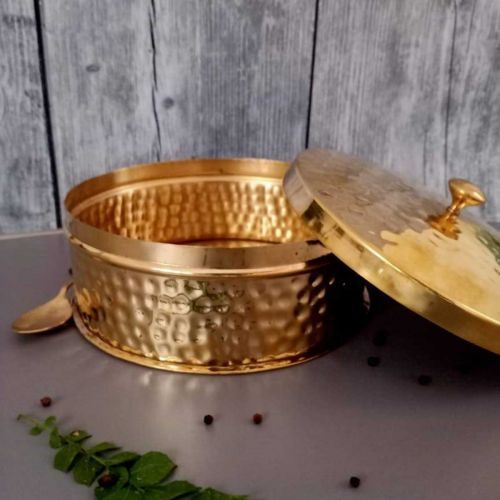 Brass Roti Box Large Without Tin Coating (Roti -Chapati Dabbha from Jandialaguru) - Sama Homes