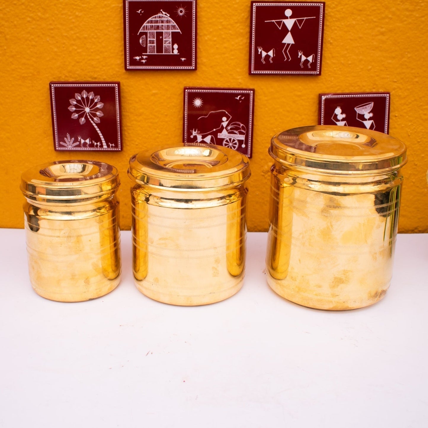 Combo Set: Brass Storage Containers (Set of 3 - All Sizes) - Sama Homes