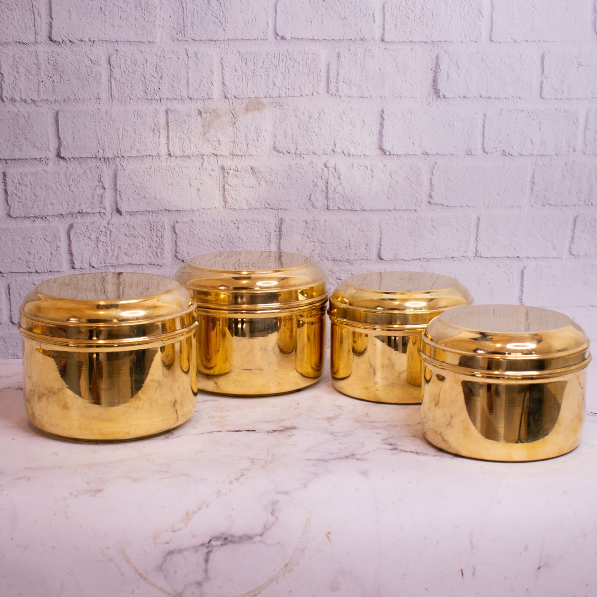 Brass Storage COMBO Tiffin Box Containers (With tin Coating) - Sama Homes