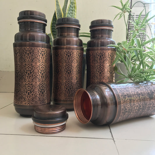 Discover the Health and Style Benefits of the Pure Copper Water Bottle: 1300ml Antique Designs Exclusive at Samahomes