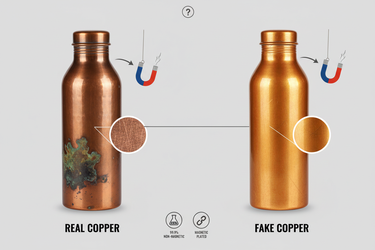 Real vs. Fake Copper Bottle: How to Identify 99.9% Purity (Magnet