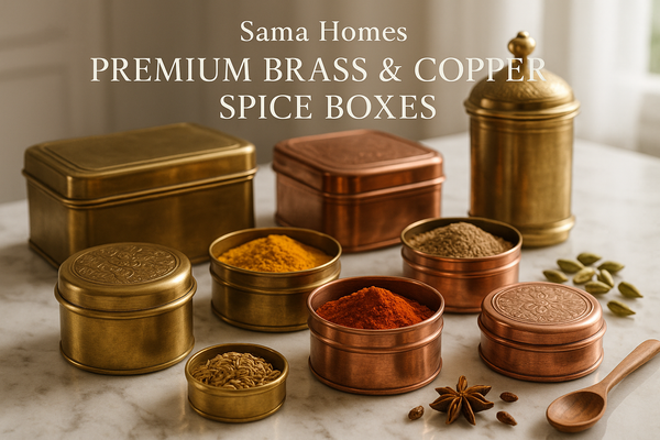 Premium Brass and Copper Spice Boxes, Daal Boxes and Kitchen Storage Containers