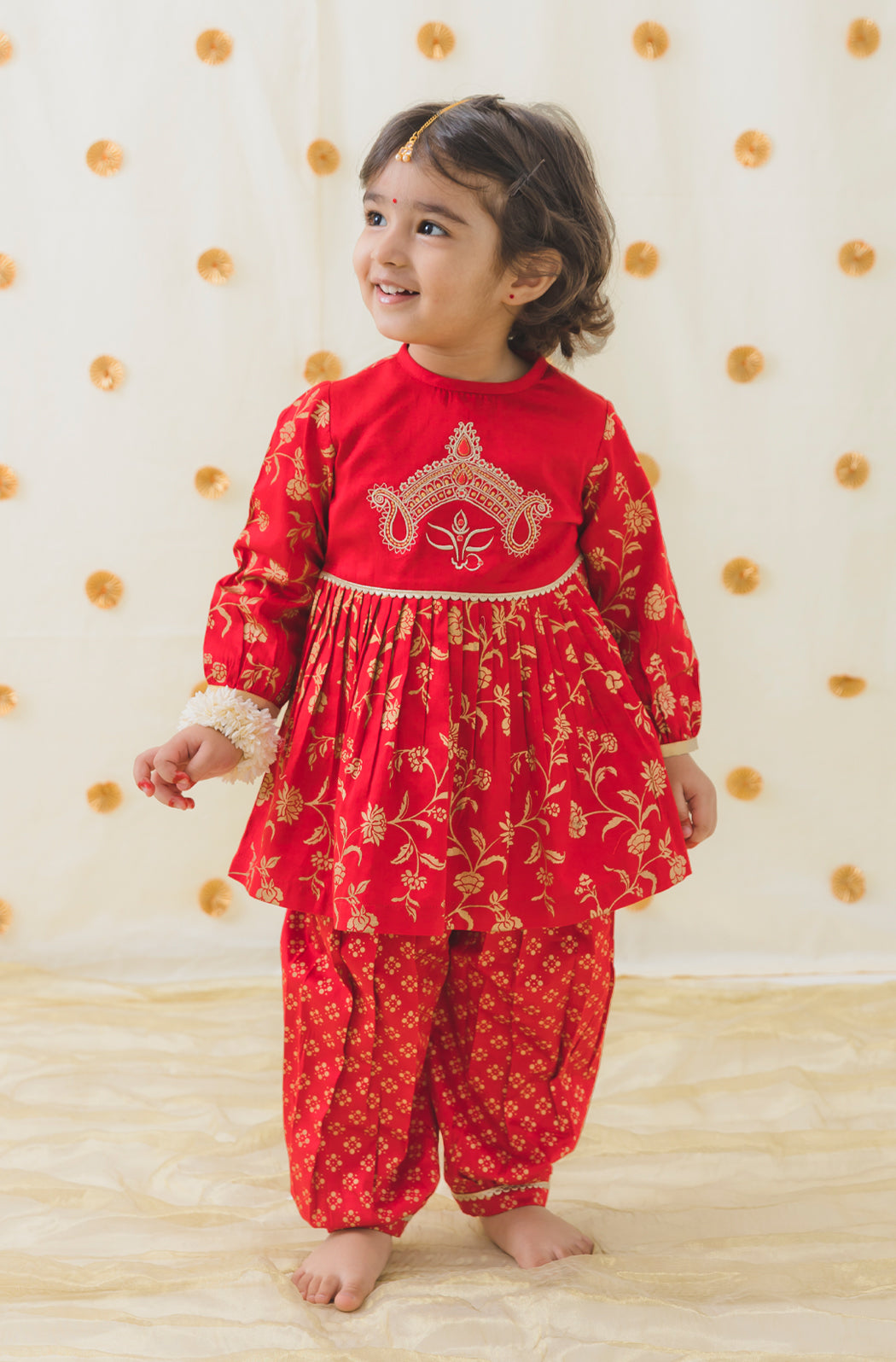 Devi Durga Angrakha Set - Red - Image 3