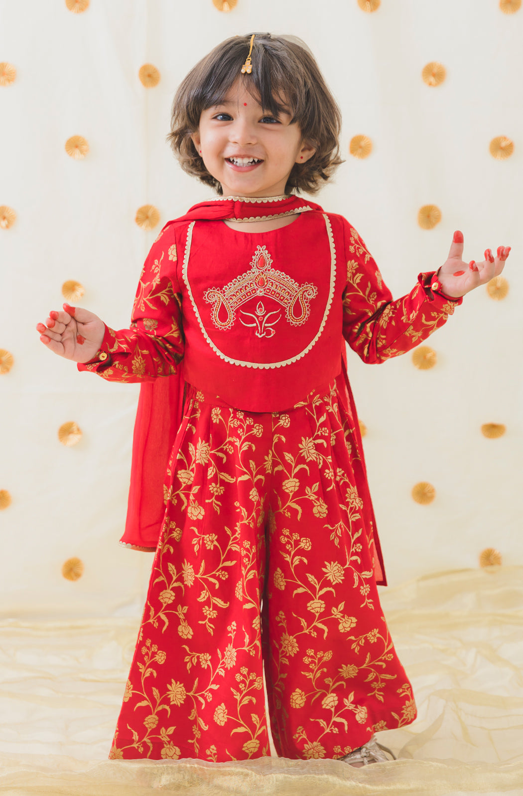 Devi Durga Co-ord Set - Red - Eco-friendly - Sama Homes