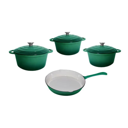 Inner White Enameled Cast-iron Cookware Household Enamel Soup Deep Stew Casserole Four-piece Set by SAMA Homes - 0 (View 6)
