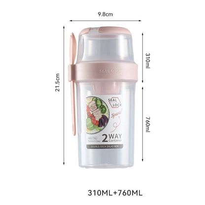 Portable Breakfast Oatmeal Cereal Nut Yogurt Salad Cup Container Set With Fork Sauce Cup Lid Bento Food Bowl Kitchen Lunch Box – Image 8