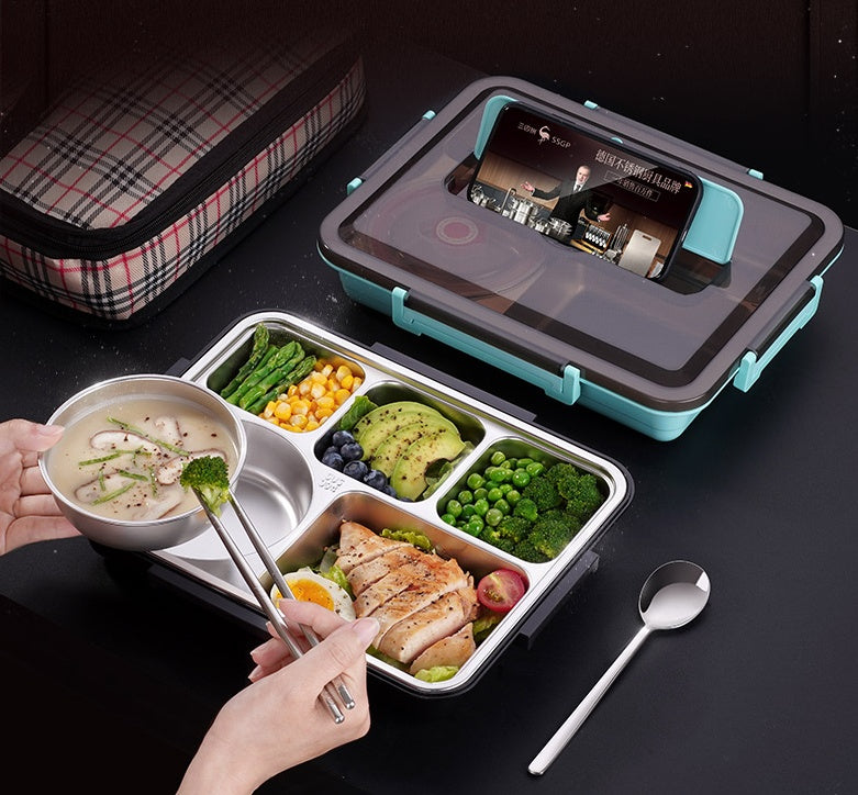 Stainless Steel Student Large Capacity Split Lunch Box Set – Image 3