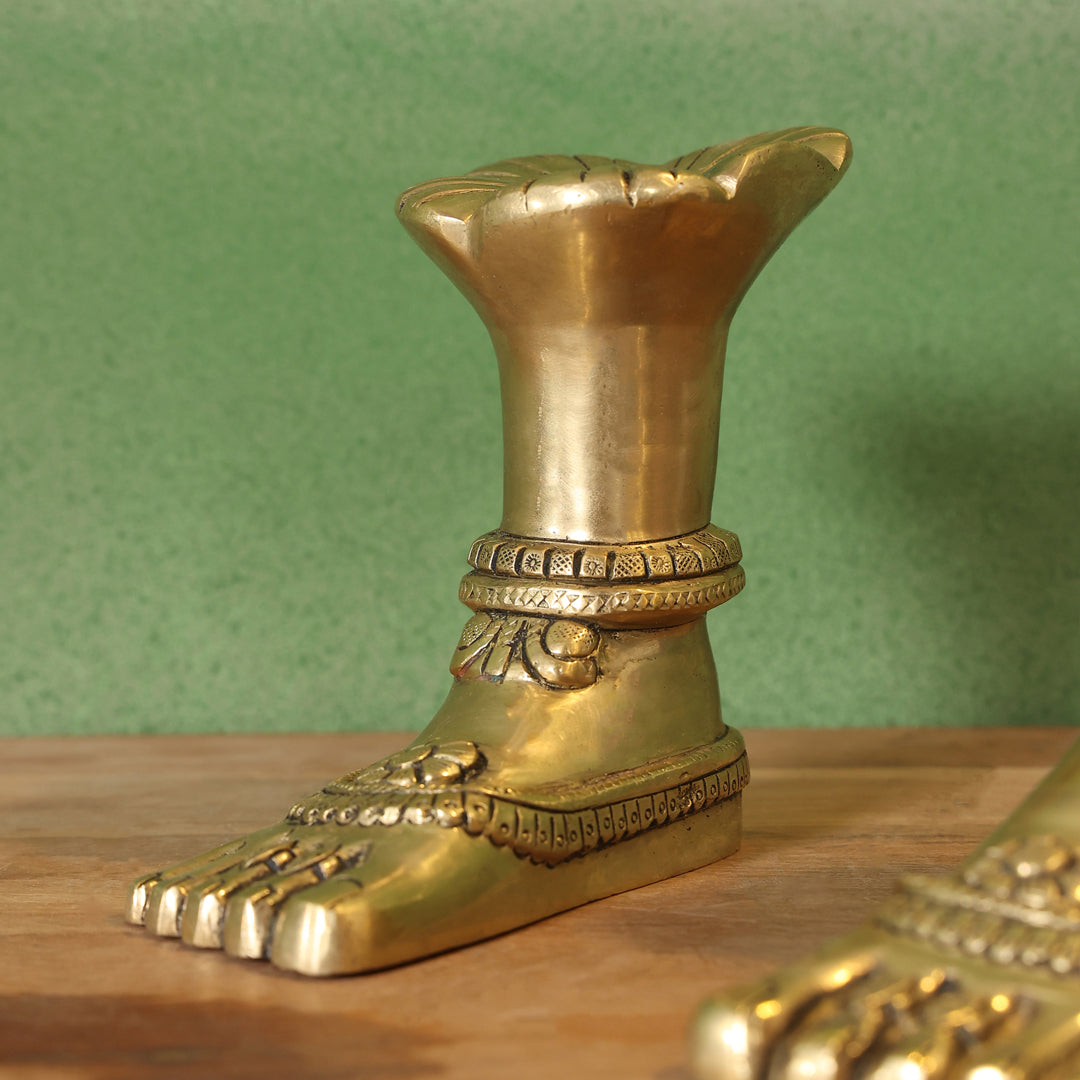 Brass Divine Goddess LakshmI Feet/Charan (5.5 Inch) - Image 2
