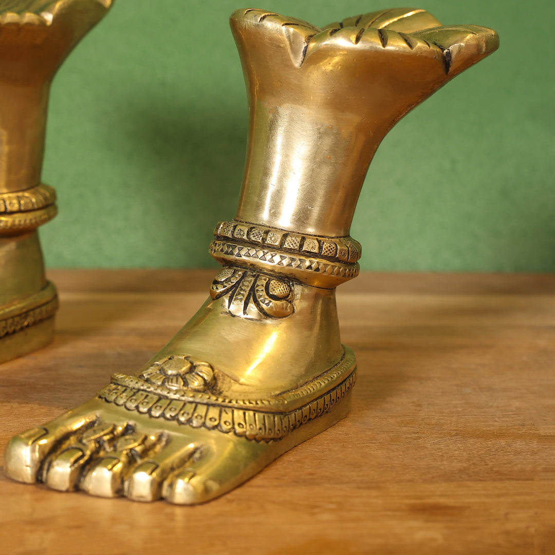 Brass Divine Goddess LakshmI Feet/Charan (5.5 Inch) - Image 3