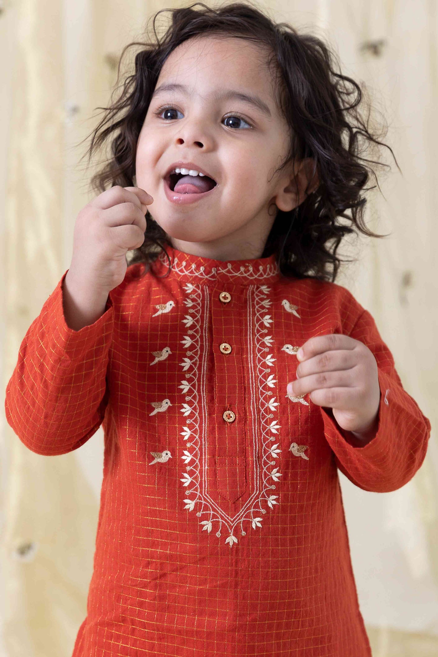 Chidiya Udd Zari Kurta Set - Red