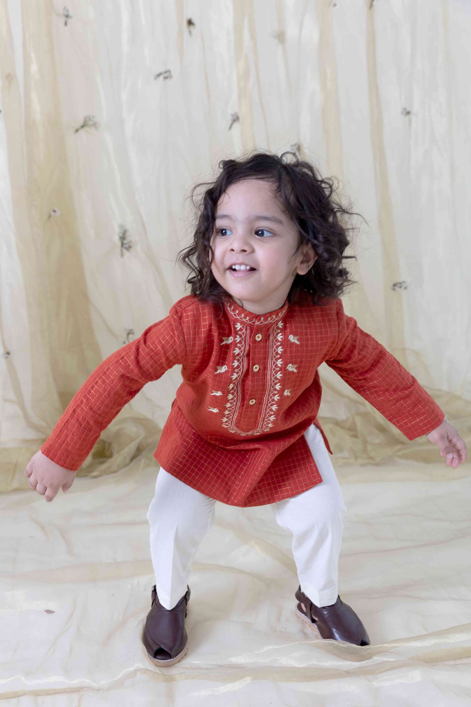 Chidiya Udd Zari Kurta Set - Red - Image 6