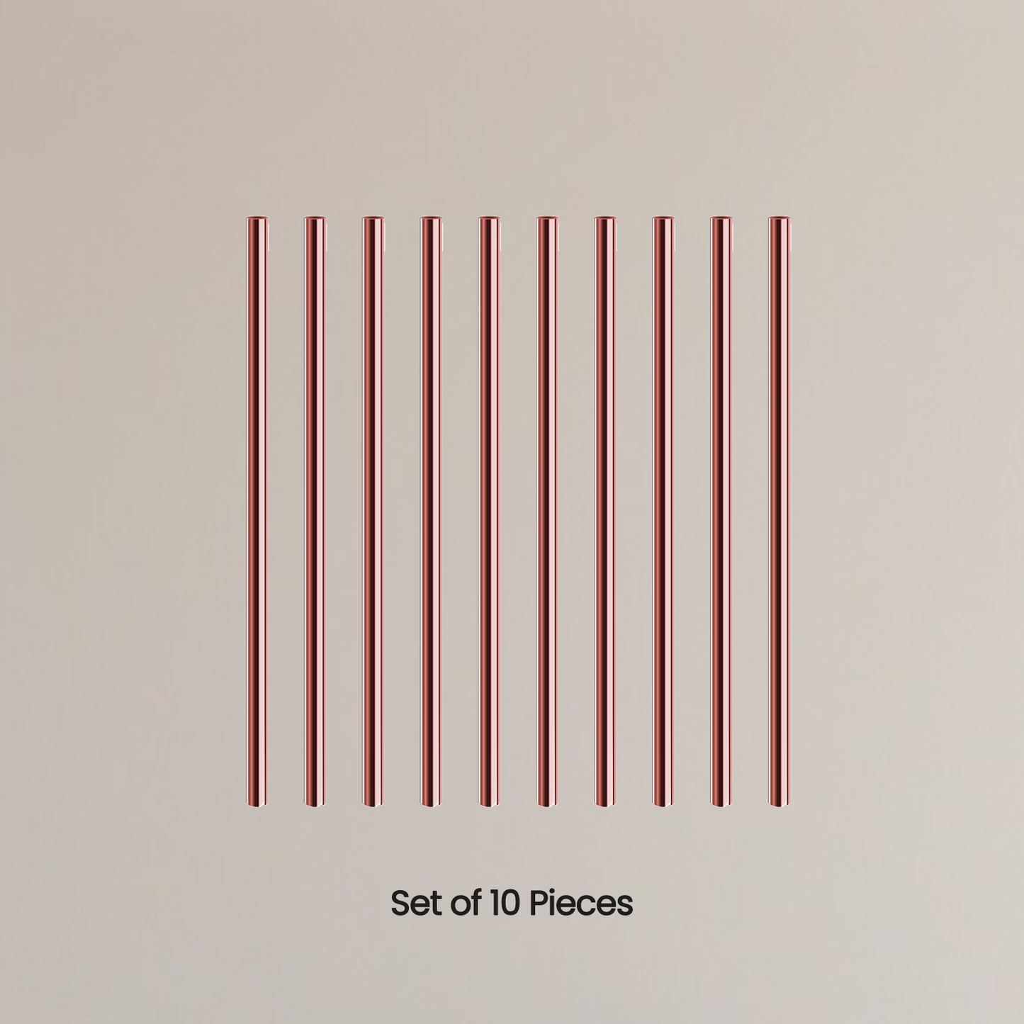 Set of 10 red vertical bars on a beige background