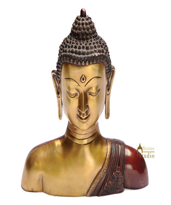 Bronze meditating buddha indoor room table décor brass statue old tibet art 14" - Eco-friendly - Sama Homes