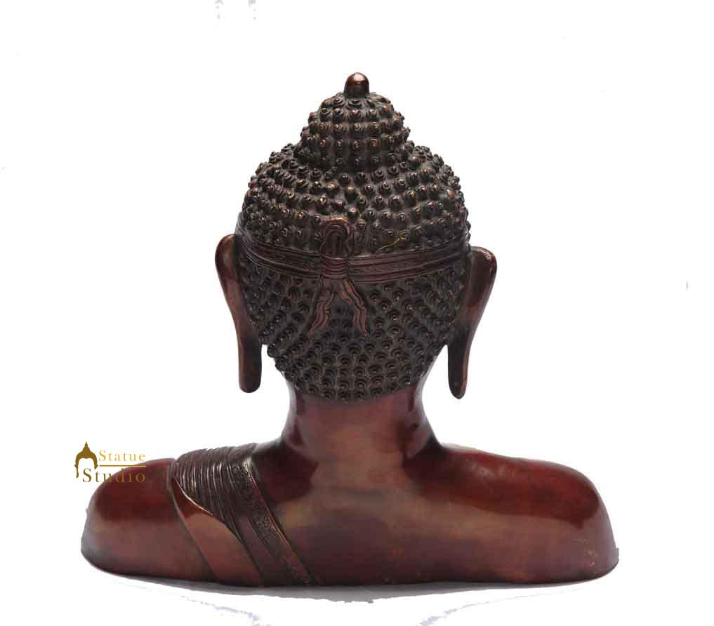 Bronze meditating buddha indoor room table décor brass statue old tibet art 14" - Image 5