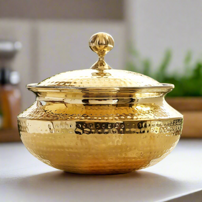 Brass Sipri  Handi Set With Tin Coating | Heavy Brass Punjabi Cooking Ware - 03 No. by SAMA Homes - Copper Handi Set