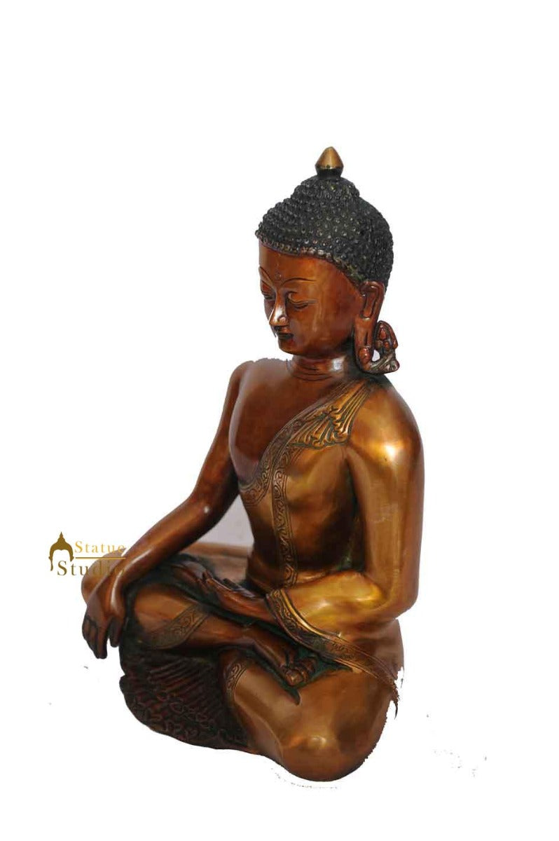 Brass bronze medicine buddha shakyamuni tibet chinese statue décor art 13" - Image 3