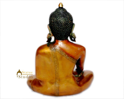 Brass bronze medicine buddha shakyamuni tibet chinese statue décor art 13" by vendor-unknown - Buddha (View 4)
