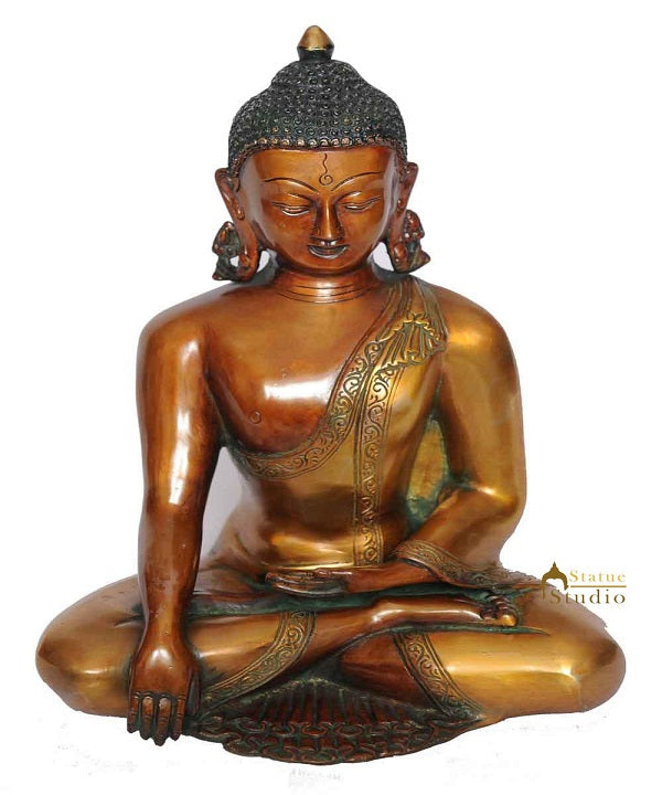 Brass bronze medicine buddha shakyamuni tibet chinese statue décor art 13" - Eco-friendly - Sama Homes