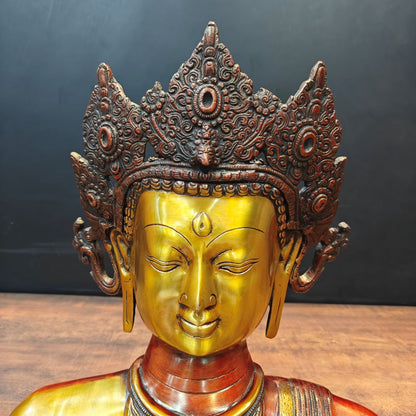 Brass Tara Bust Idol Buddhist Deity Statue Figure Copper Patina Finish 15 Inch by vendor-unknown - Hindu Gods (View 2)