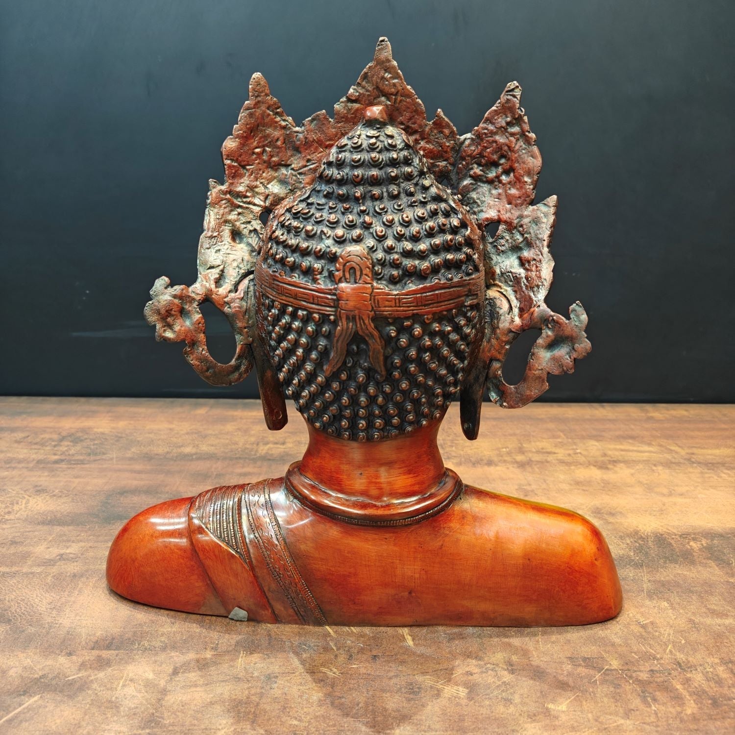 Brass Tara Bust Idol Buddhist Deity Statue Figure Copper Patina Finish 15 Inch - Image 7