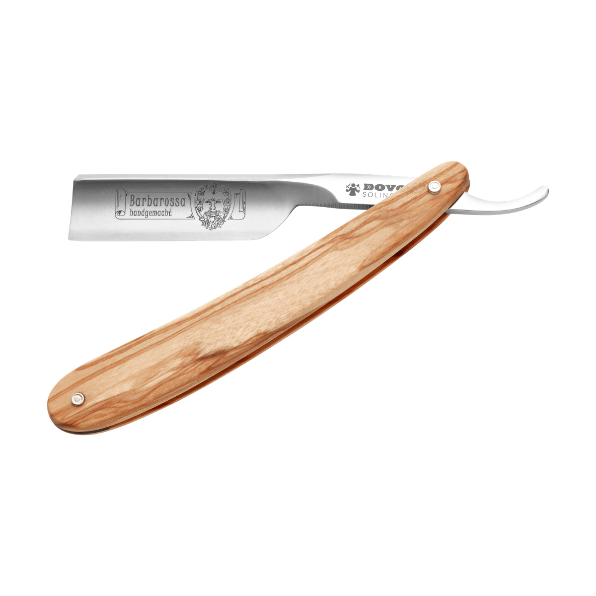 Dovo Short Blade Straight Razor, "Barbarossa" 5/8", Carbon Steel, Full Hollow Grind, Olive Wood Handle